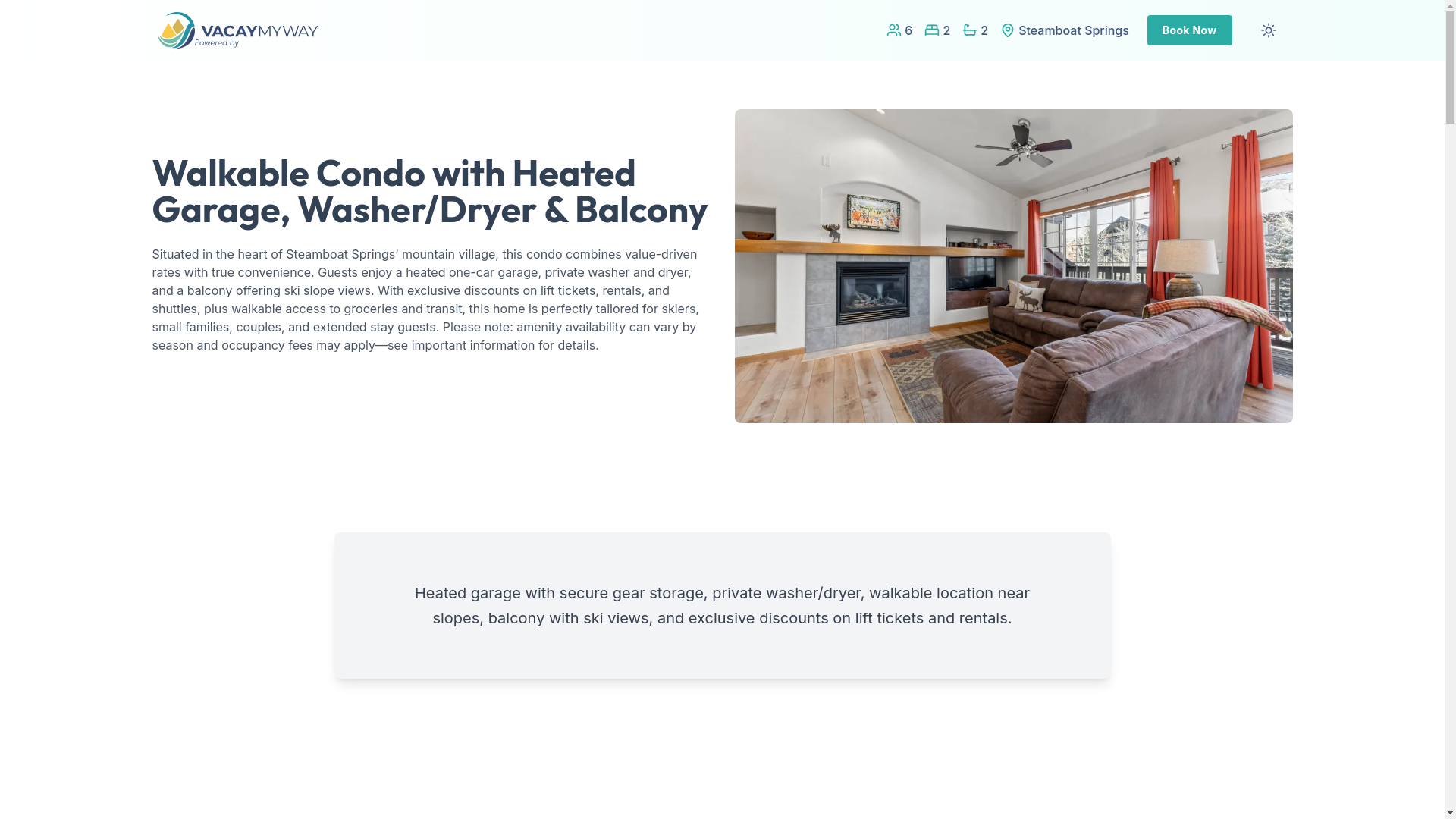 website screenshot of https://cozysteamboat.vacations/