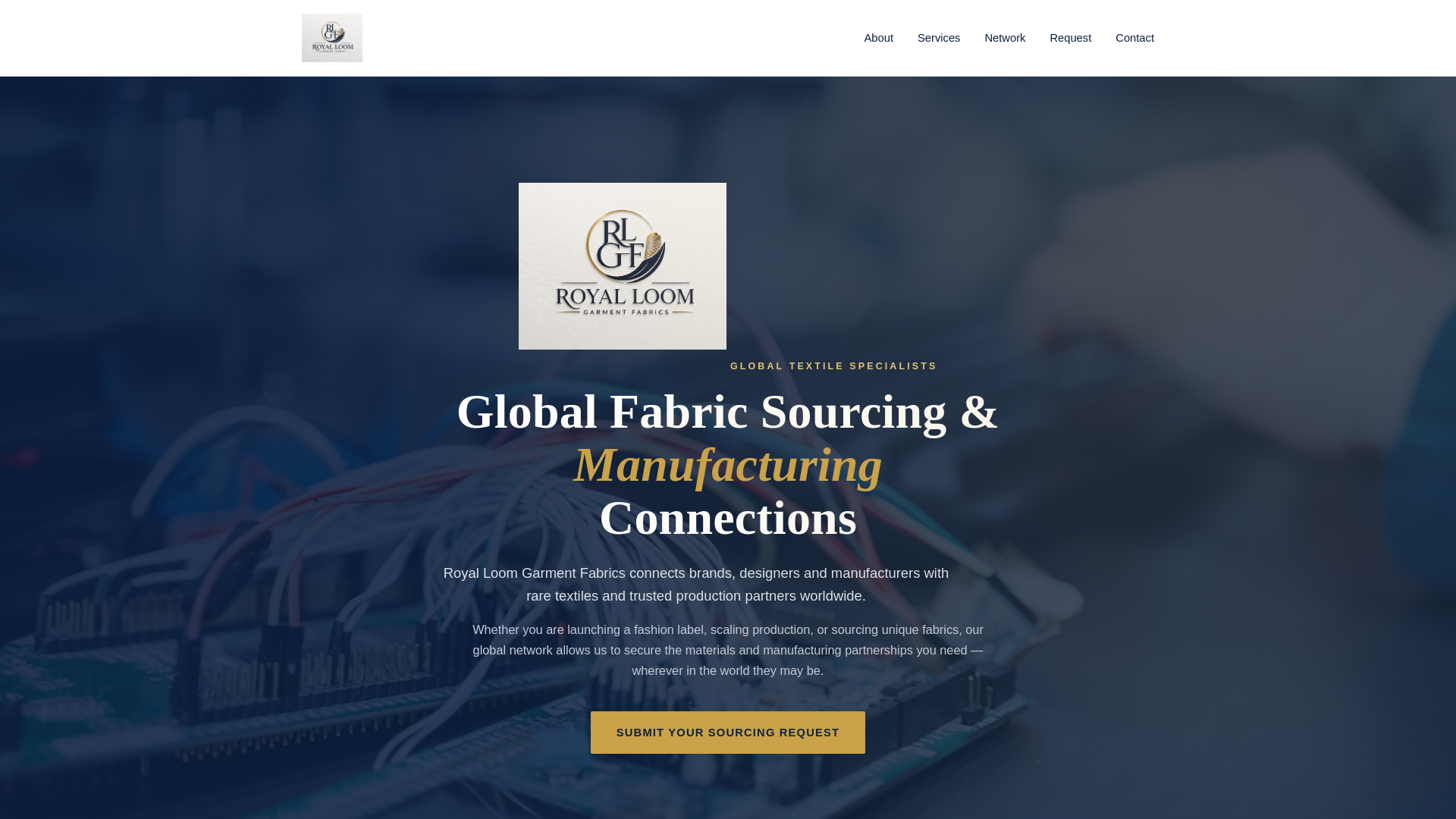 website screenshot of https://royalloomgarmentfabrics.co.uk/