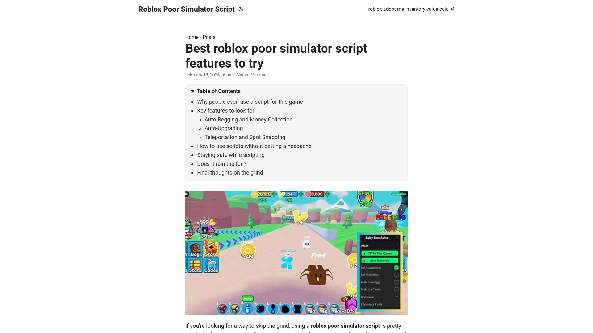 website screenshot of https://roblox-poor-simulator-script.pages.dev/