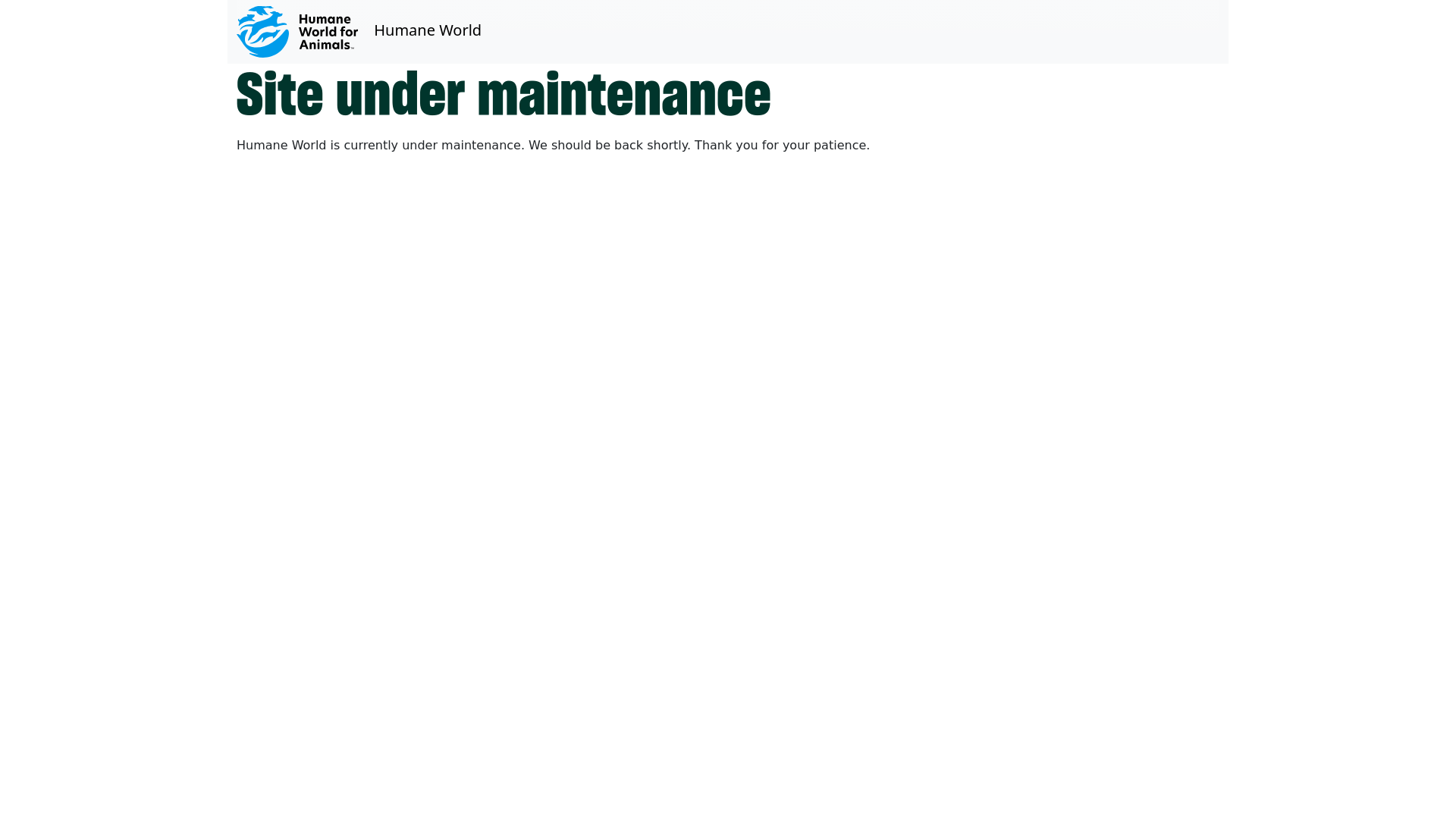 website screenshot of https://humaneworld.org/