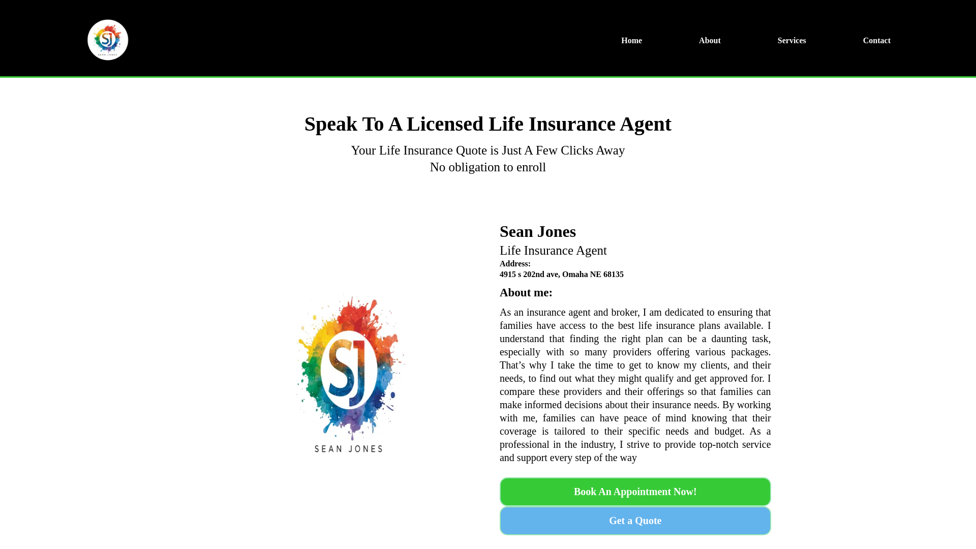 website screenshot of https://seanjonesphotography.org/