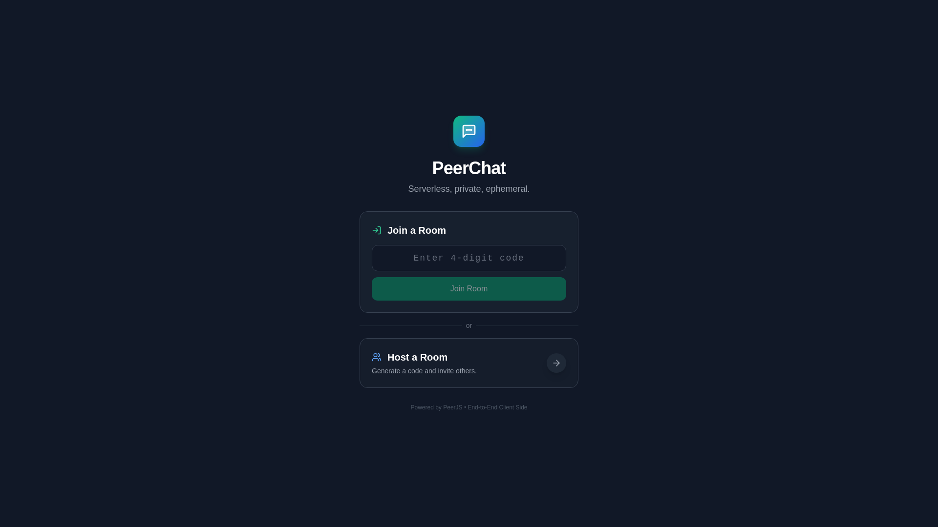 website screenshot of https://peerchat.pages.dev/