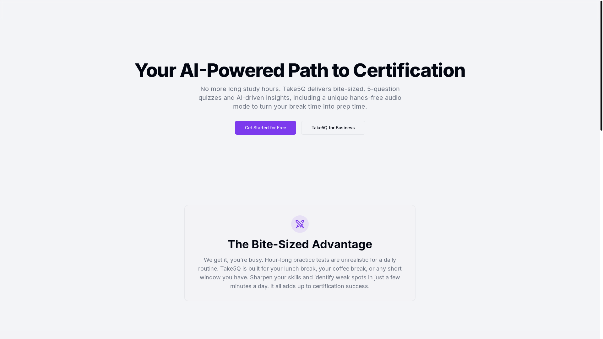 website screenshot of https://take5q.com/