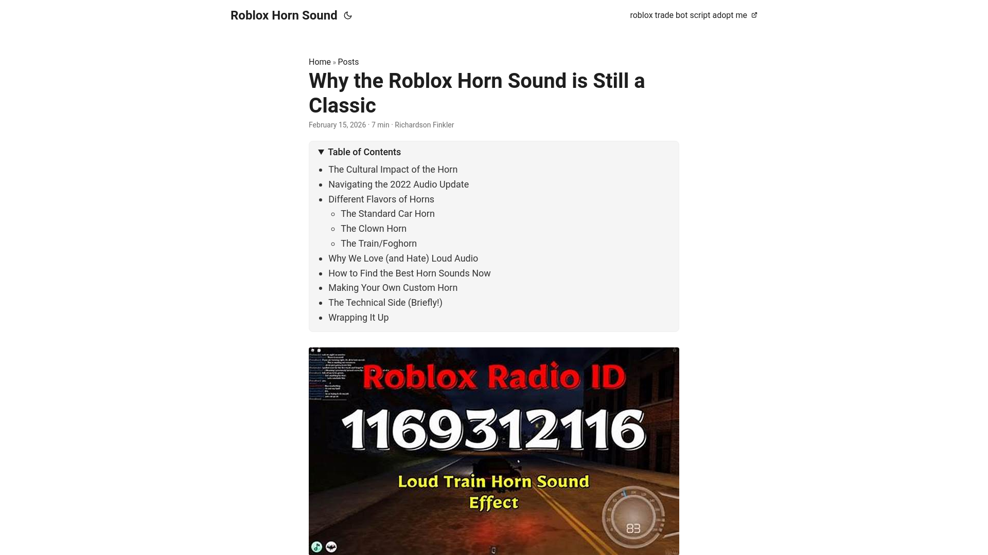 website screenshot of https://roblox-horn-sound.pages.dev/