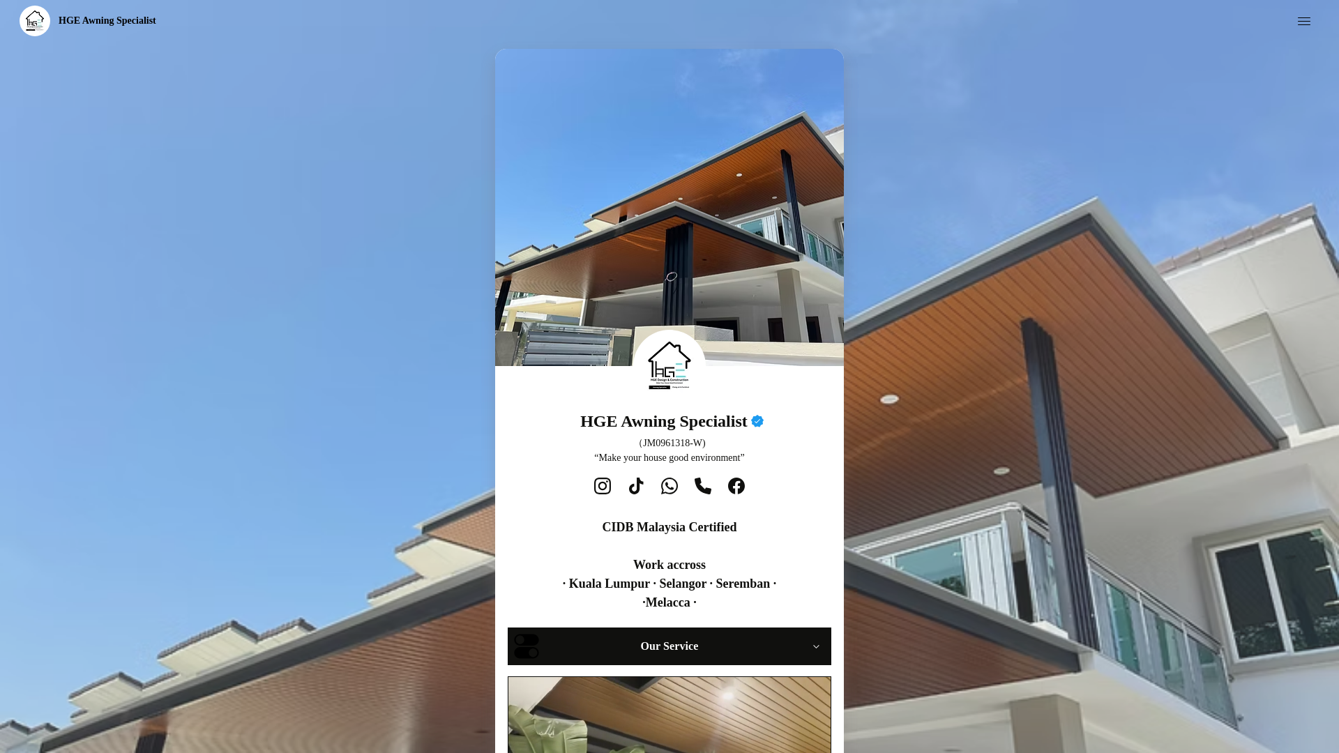 website screenshot of https://hgedesignconstruction.com/