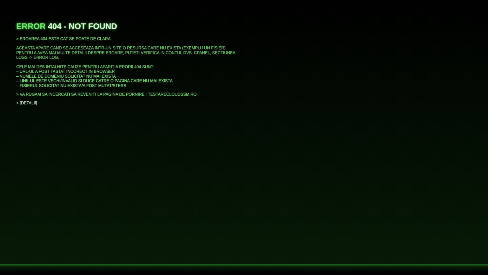 website screenshot of https://testarecloudssm.ro/