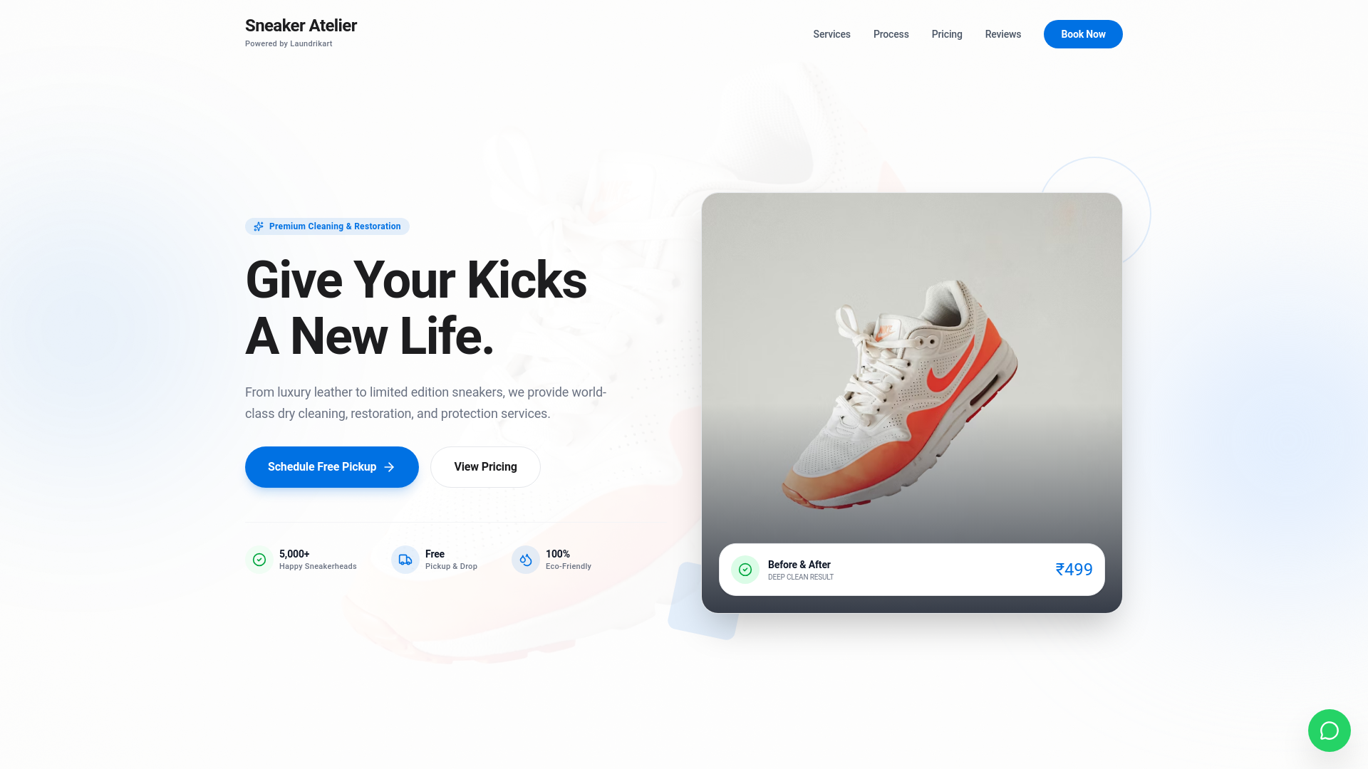 website screenshot of https://sneakeratelier.in