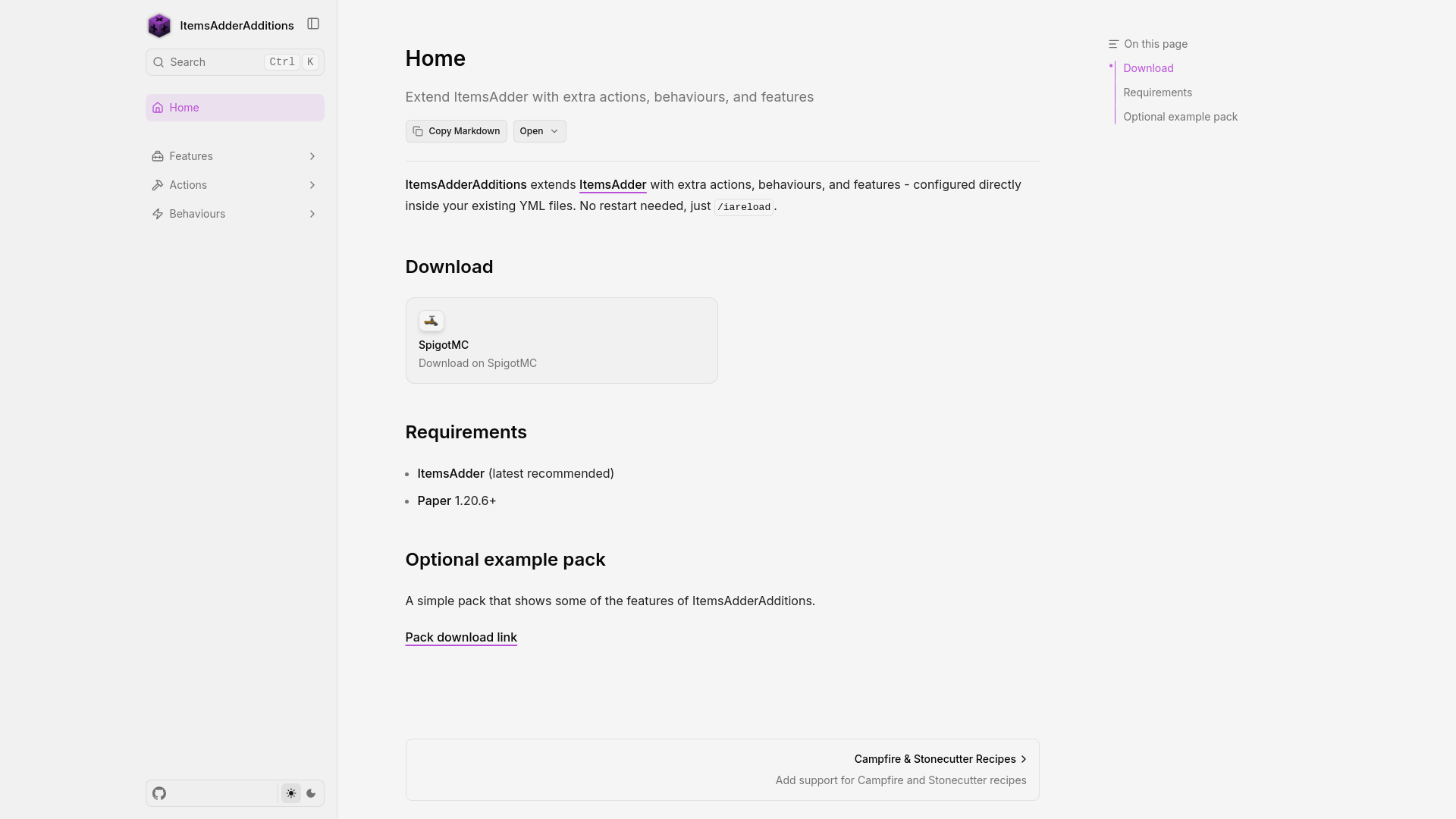website screenshot of https://itemsadderadditions.com/