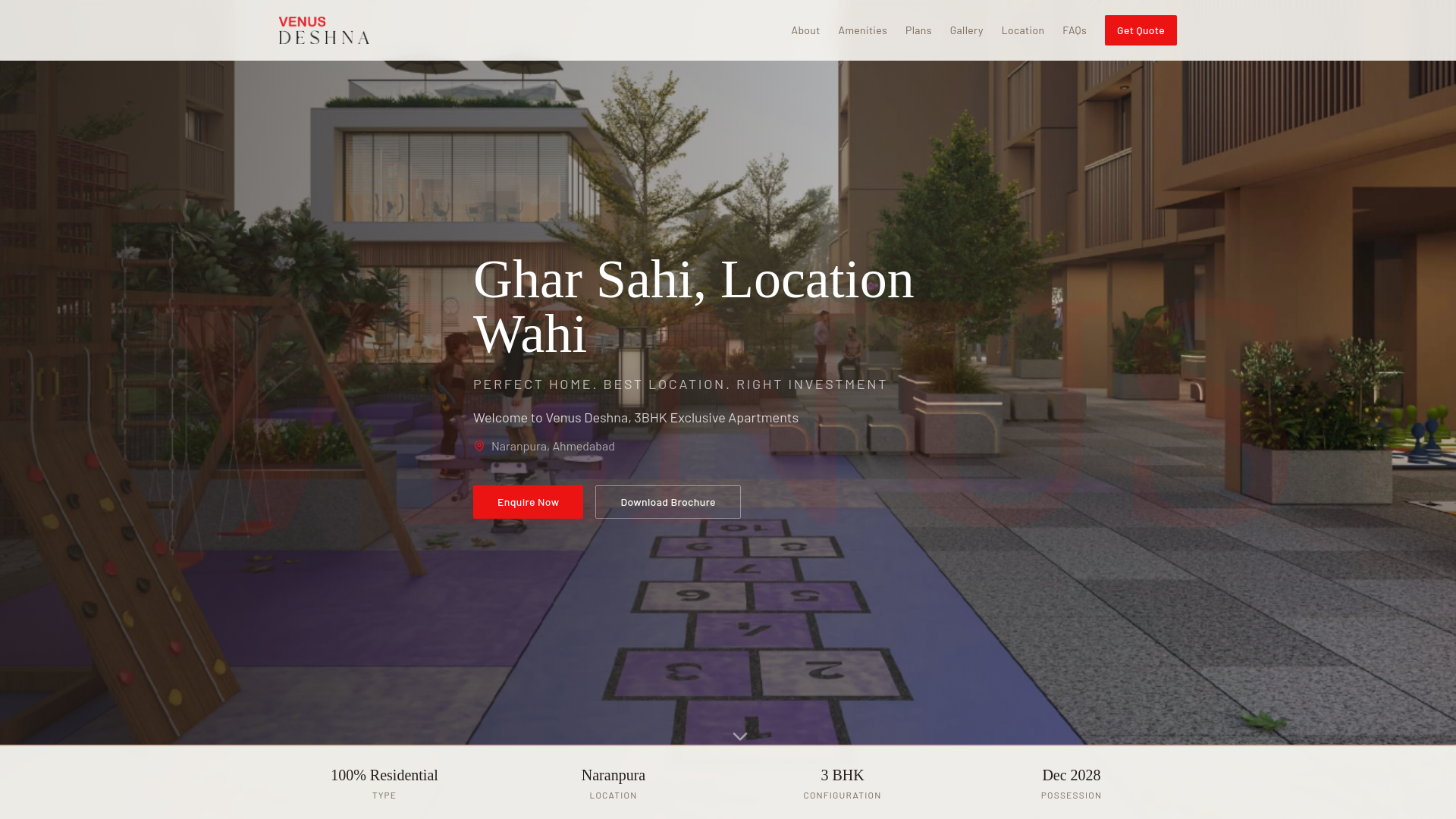 website screenshot of https://3bhkinnaranpura.com/