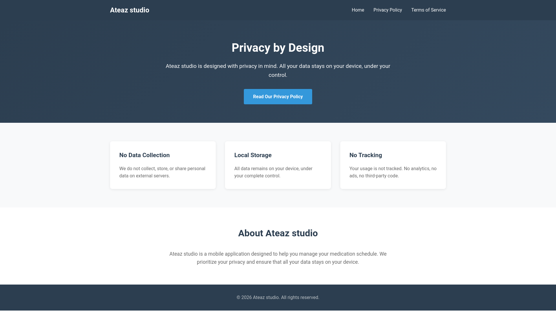 website screenshot of https://ateaze-privacy.pages.dev/