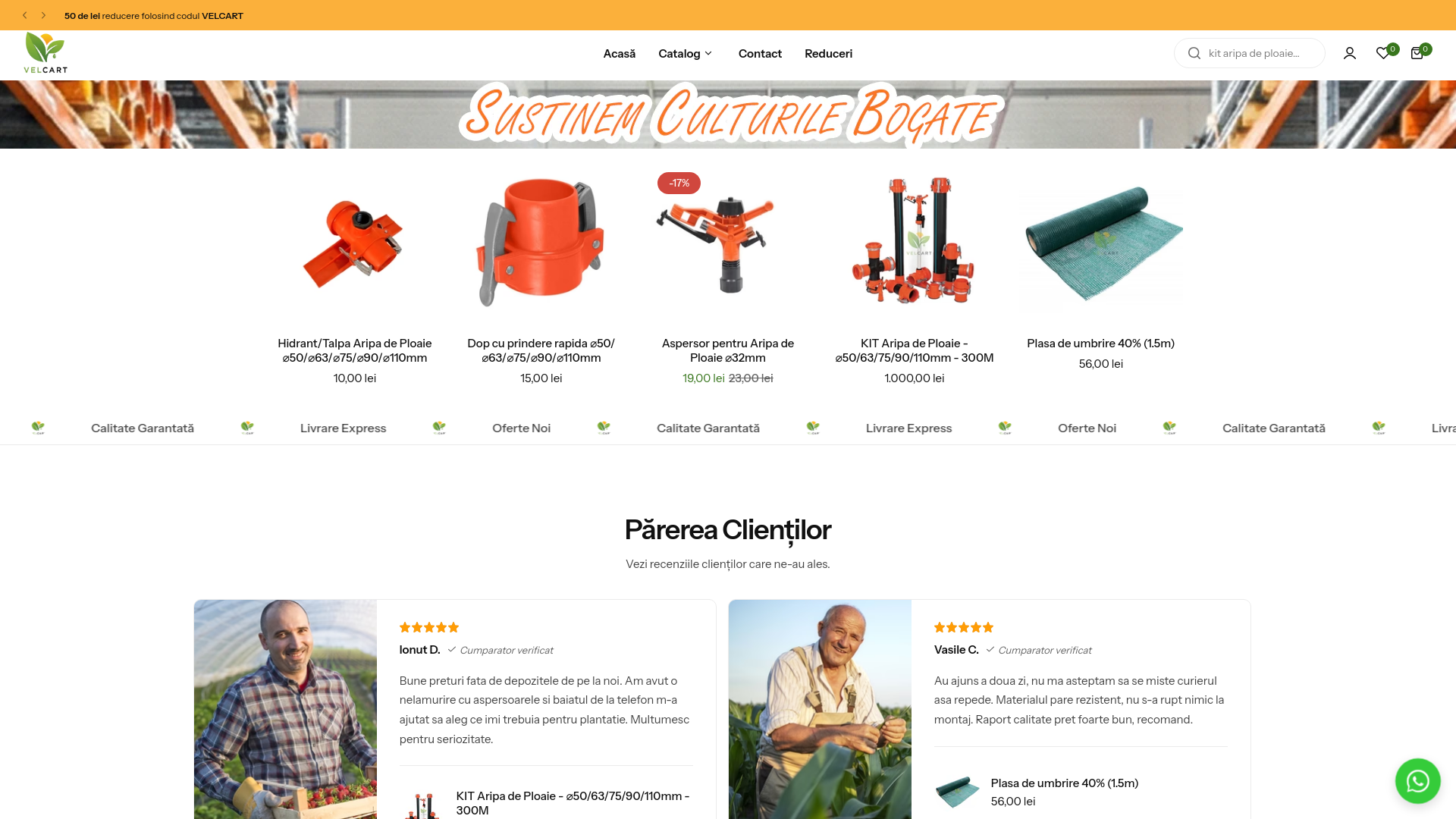website screenshot of https://velcart.ro/