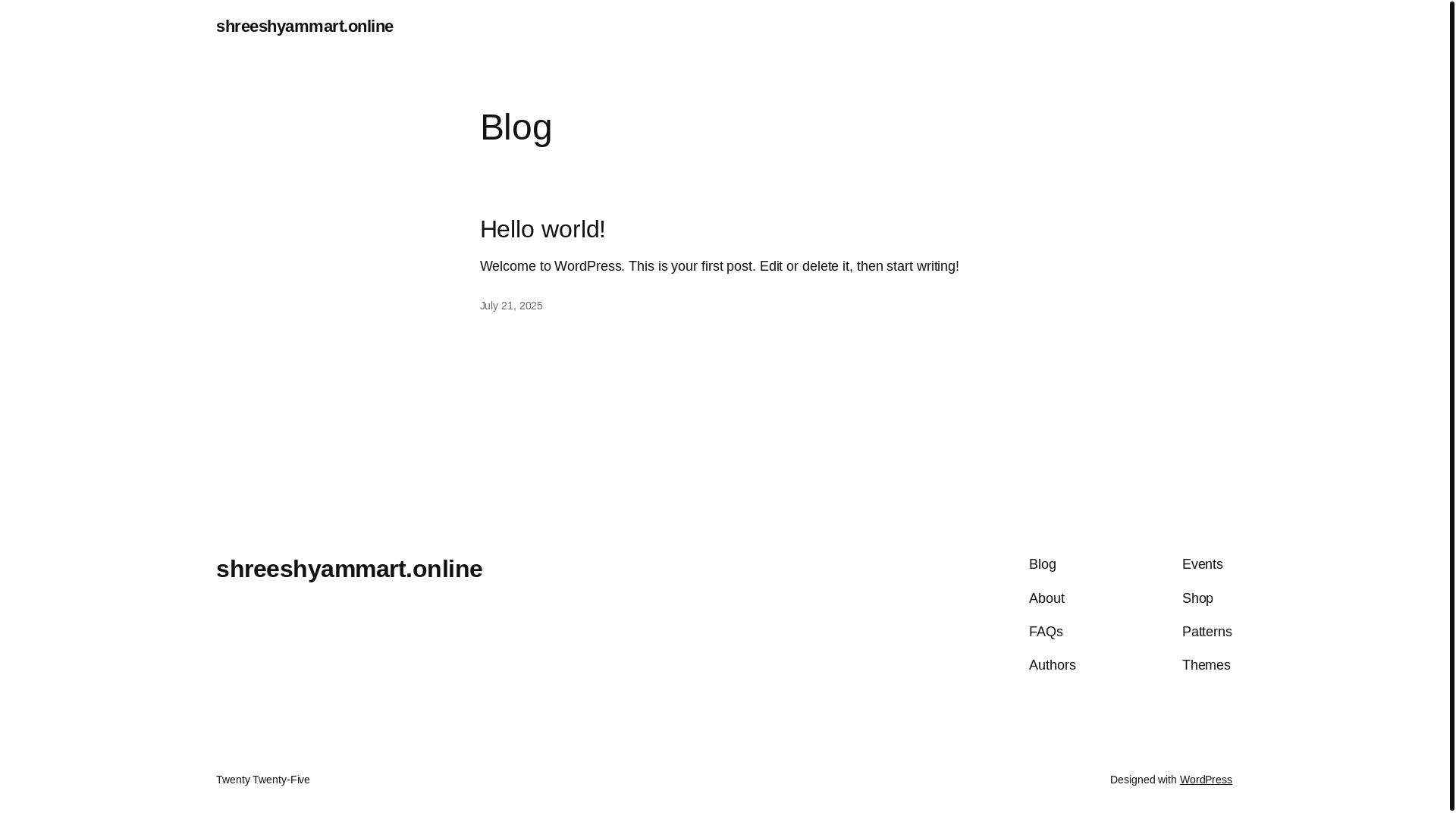 website screenshot of https://shreeshyammart.online/