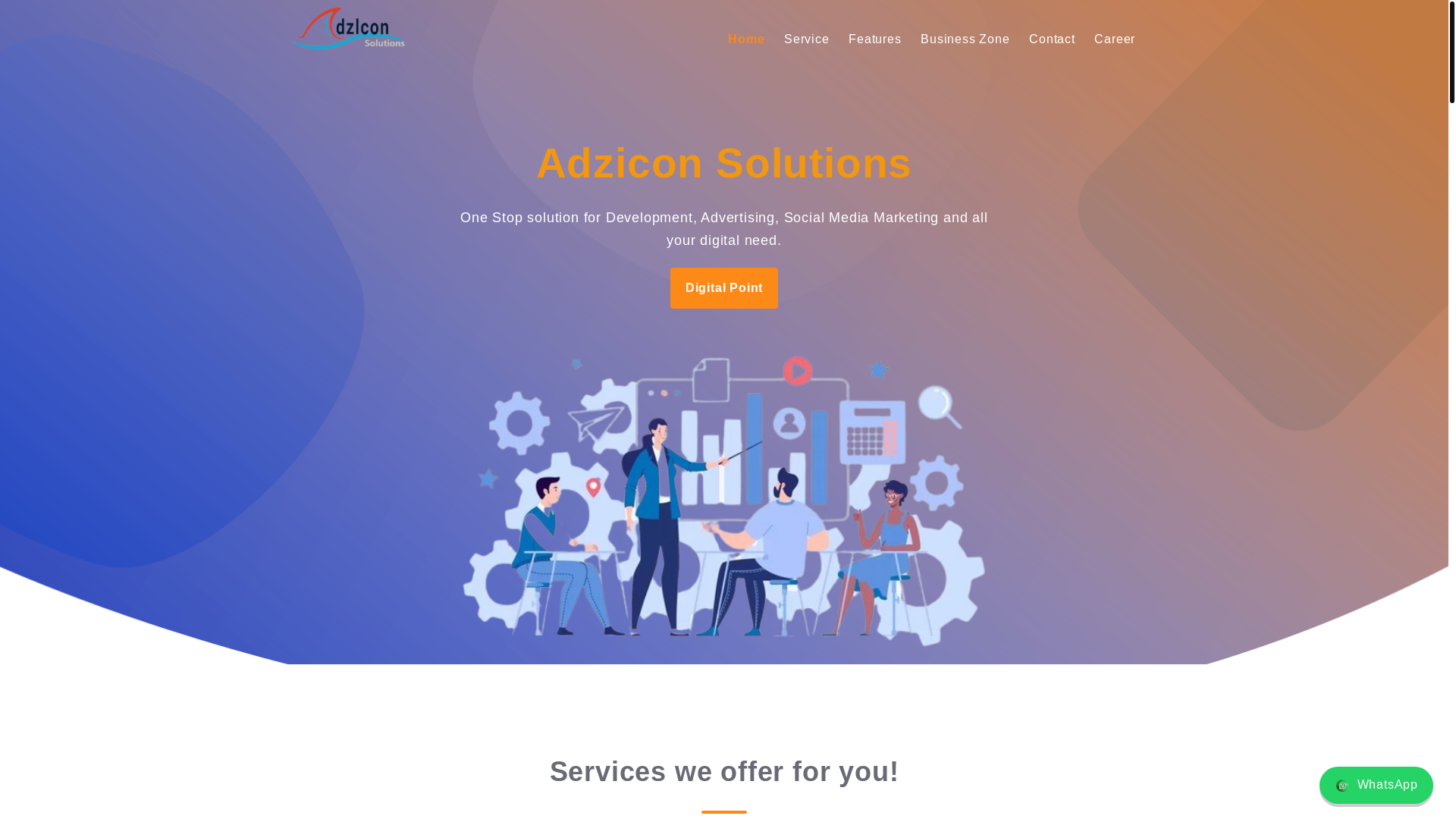 website screenshot of https://adzicon.com/