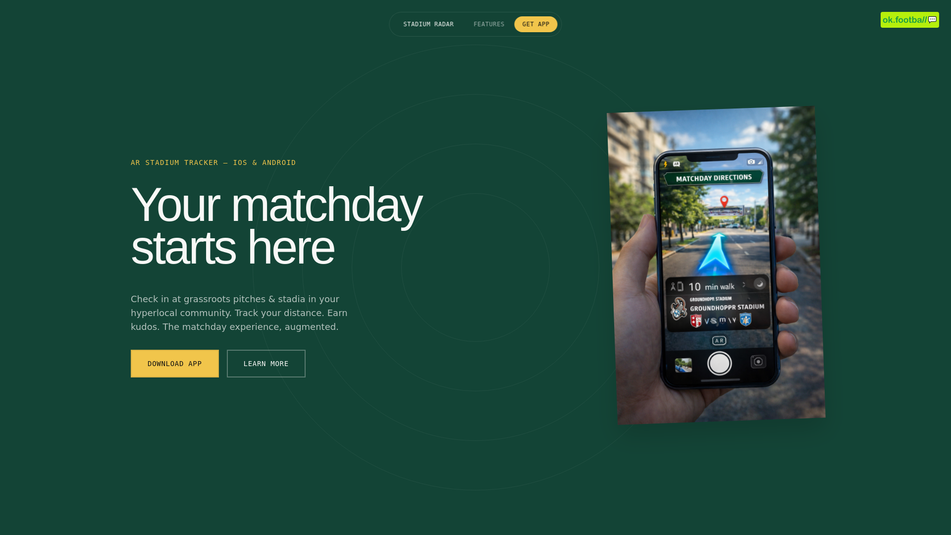 website screenshot of https://stadium-radar.co.uk/
