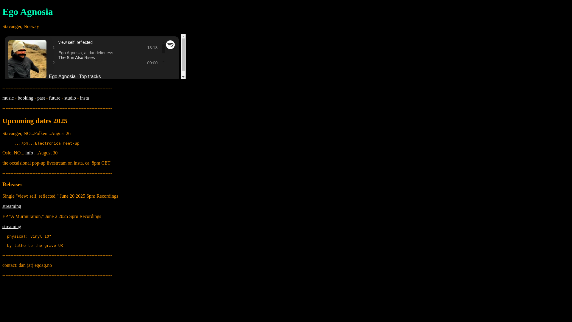 website screenshot of https://egoagnosia.no/