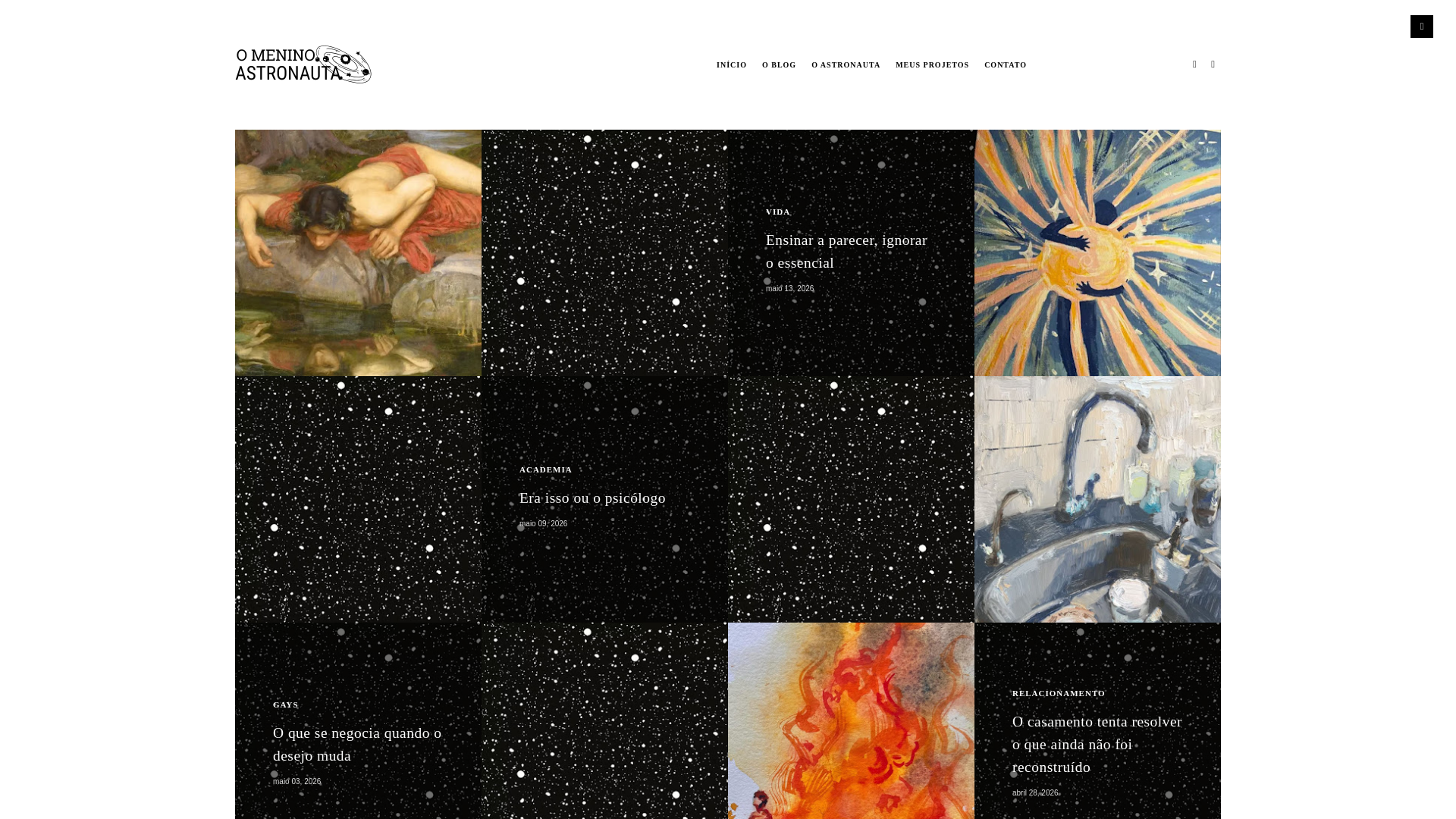 website screenshot of https://omeninoastronauta.blog.br/