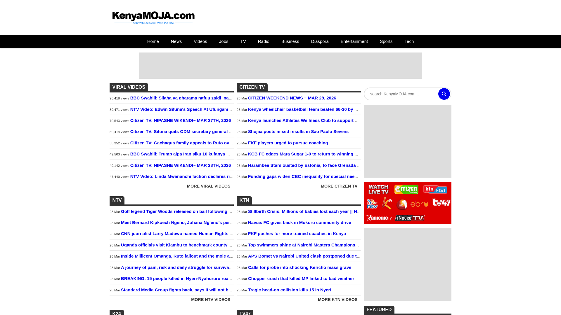 website screenshot of https://kenyamoja.com