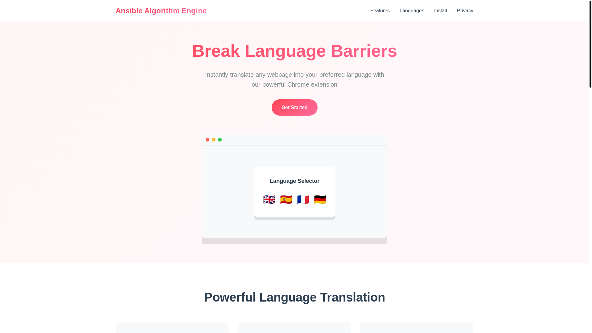 website screenshot of https://ansiblealgorithm.com/