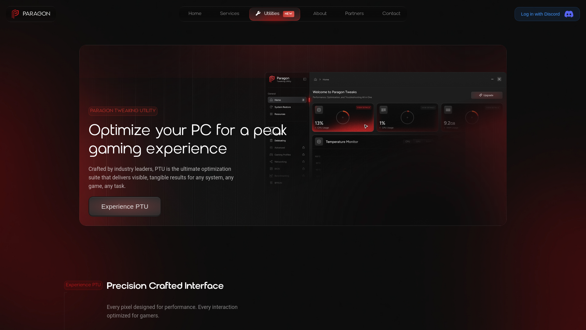 website screenshot of https://paragontweaks.net/utilities?ref=RITUAL