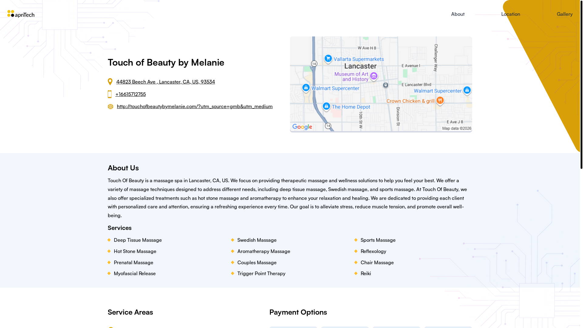 website screenshot of https://touchofbeautybymelanie.online/