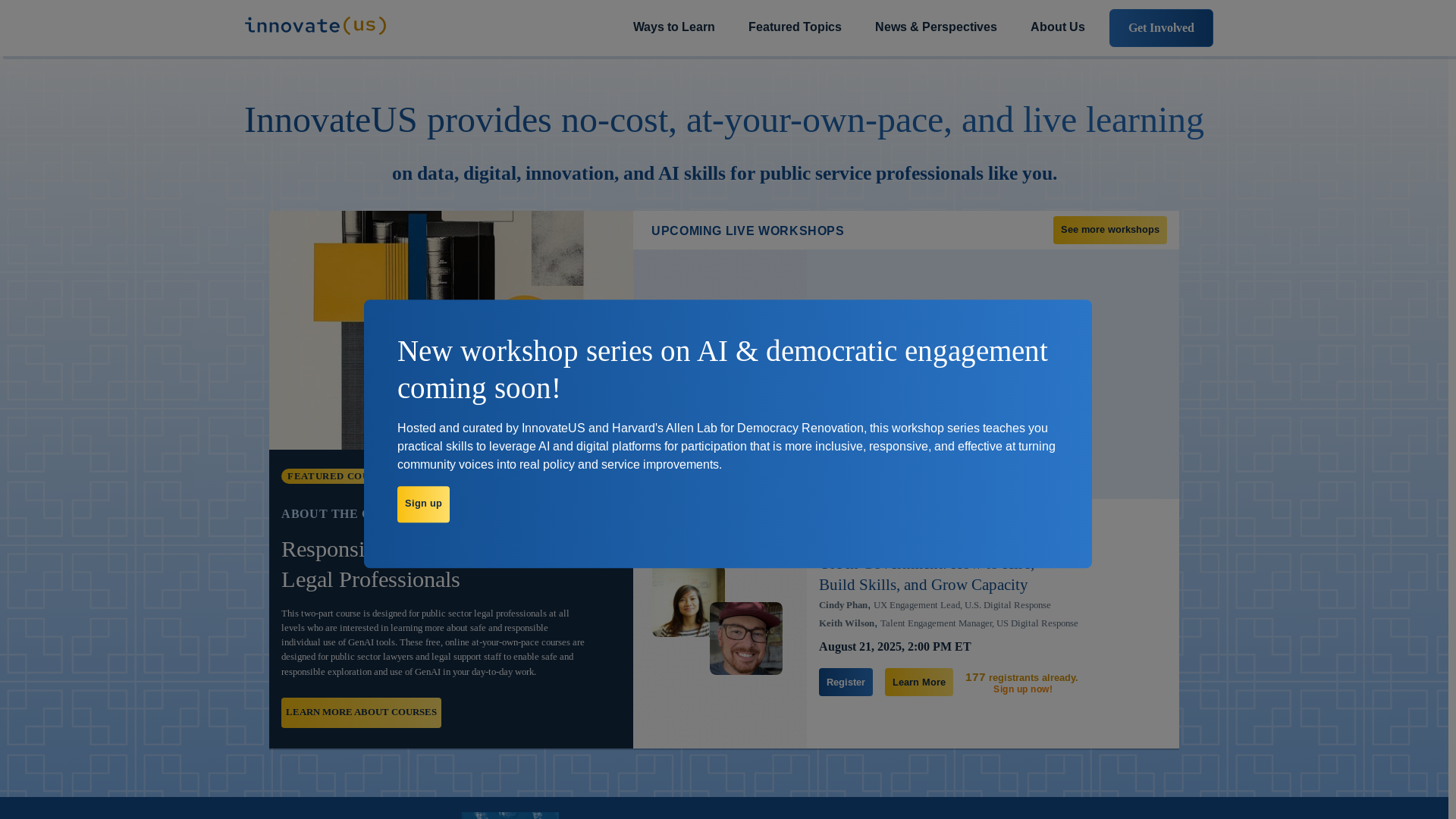 website screenshot of https://innovate-us.org/