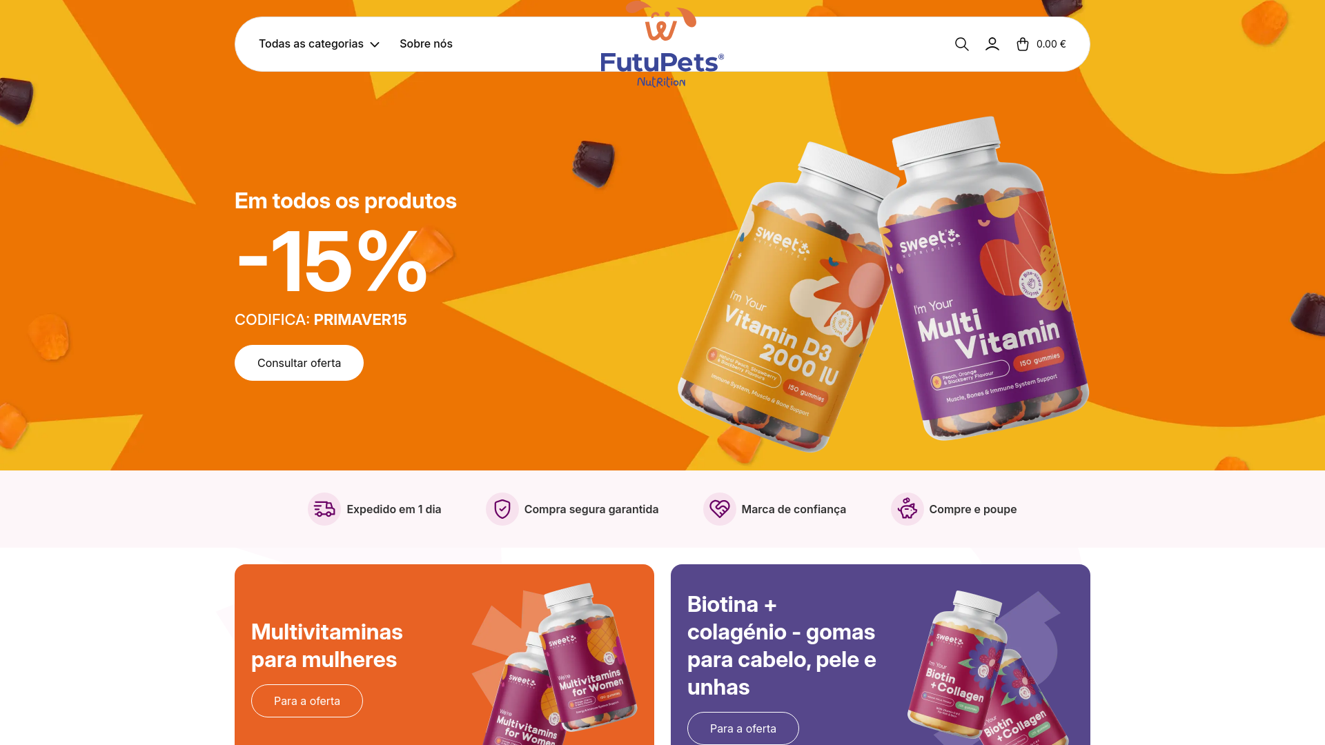 website screenshot of https://futupets.pt