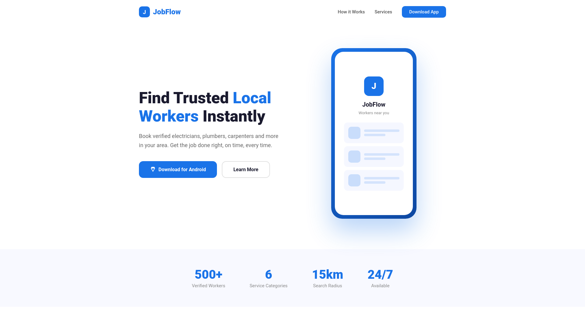 website screenshot of https://jobflow-website.pages.dev/