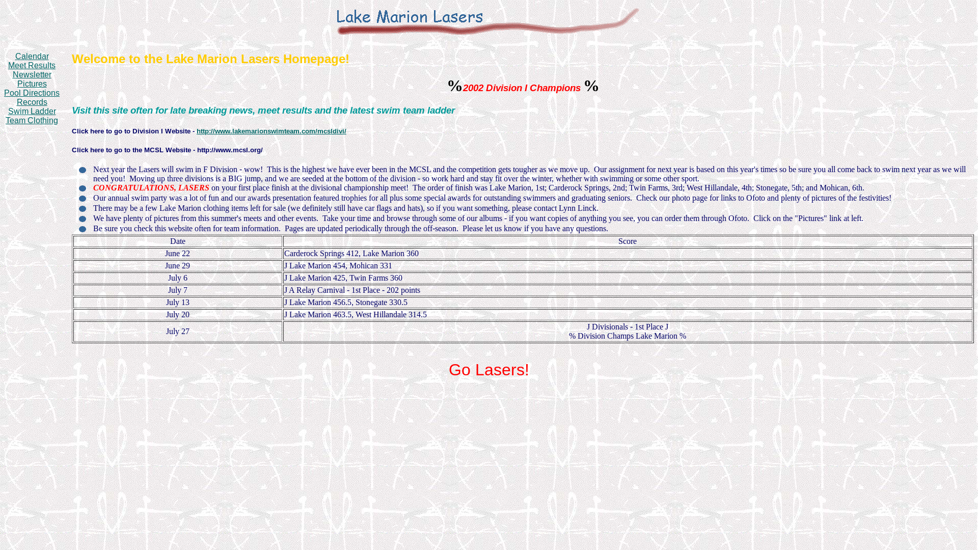 website screenshot of https://lakemarionswimteam.pages.dev/