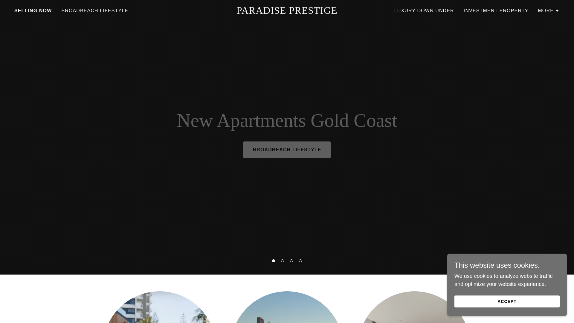 website screenshot of https://paradiseprestige.com.au