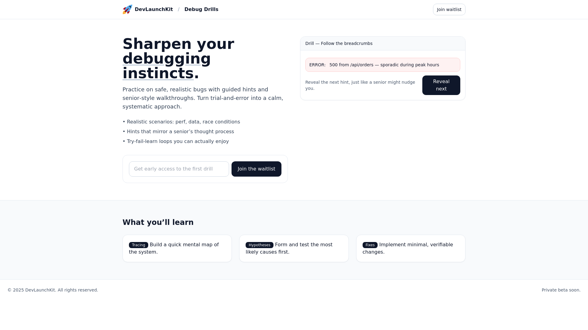 website screenshot of https://devlaunchkit-debug.pages.dev/