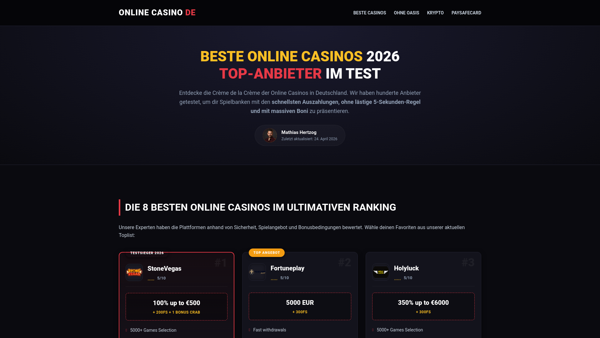 website screenshot of https://beste-online-casino-deutschland.org/