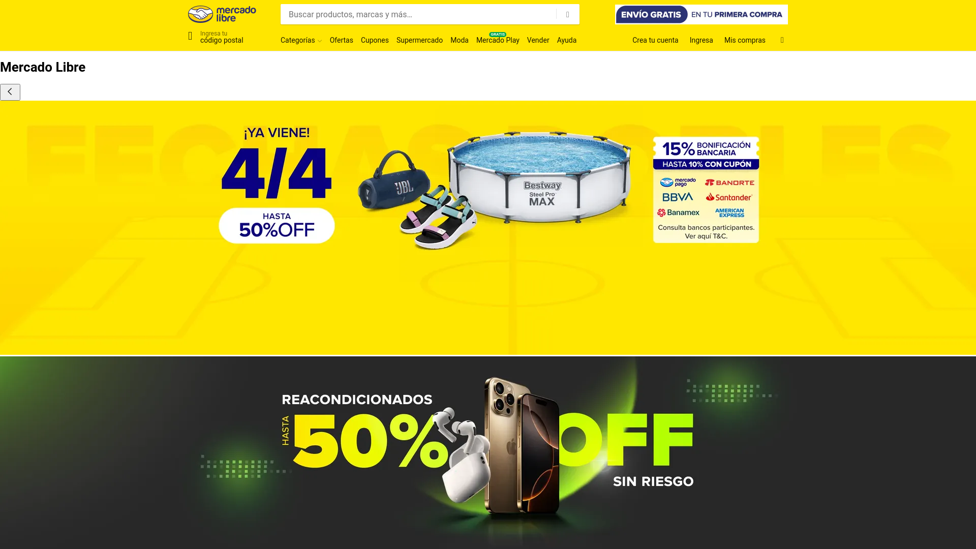 website screenshot of https://mercadolibre.com.mx