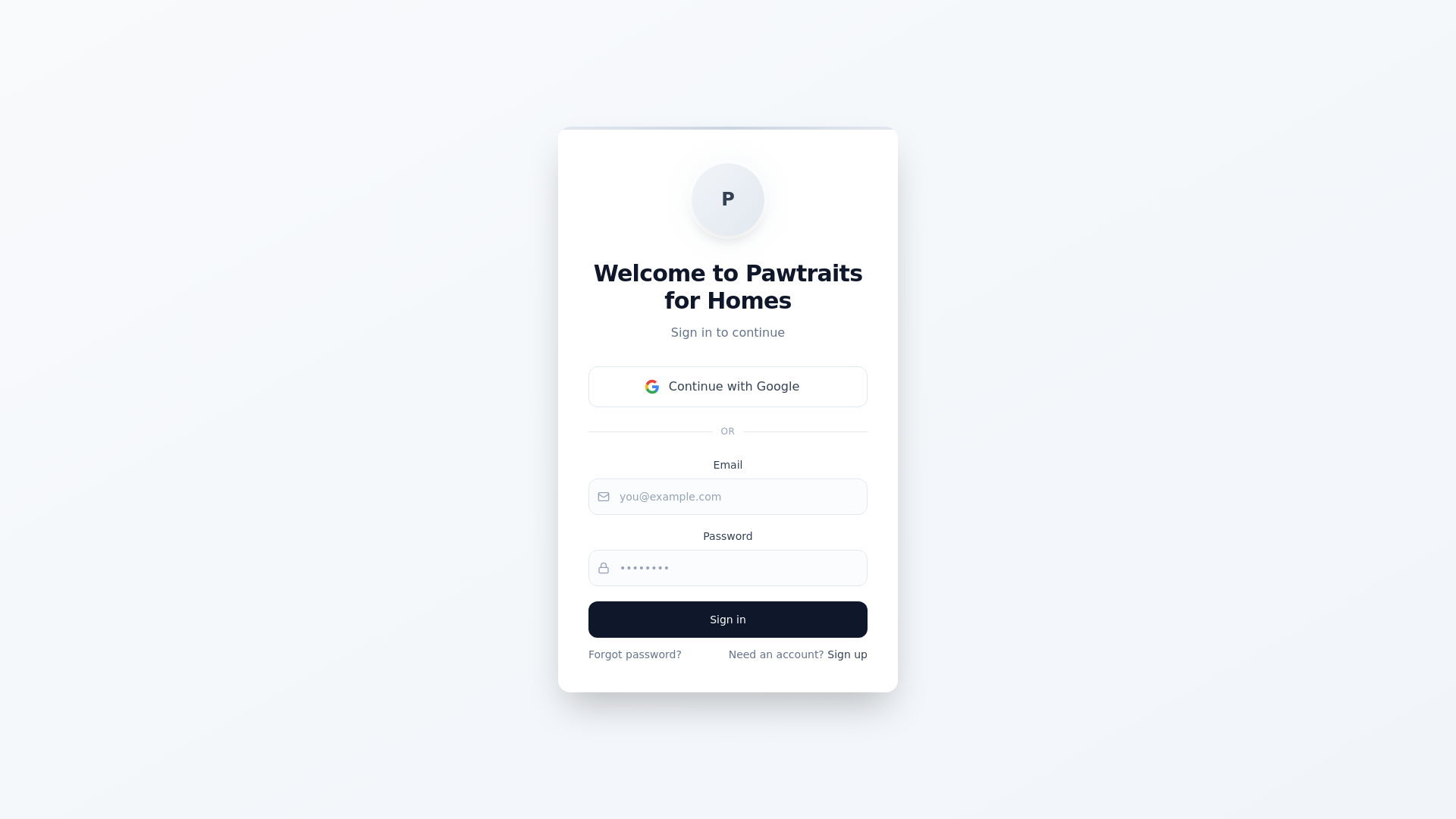 website screenshot of https://pawtraits4homes.com/