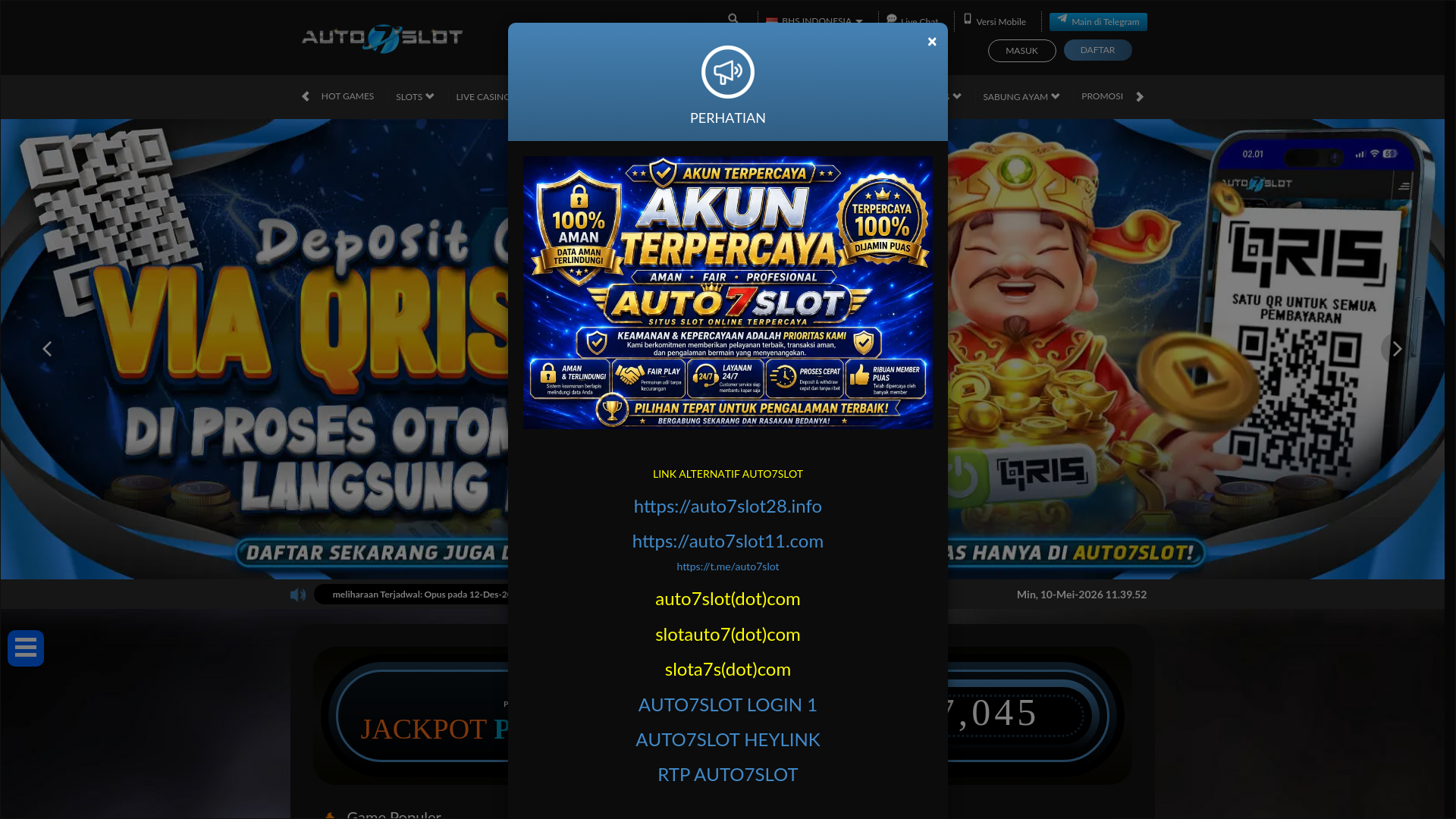 website screenshot of https://auto7slot28.pro/