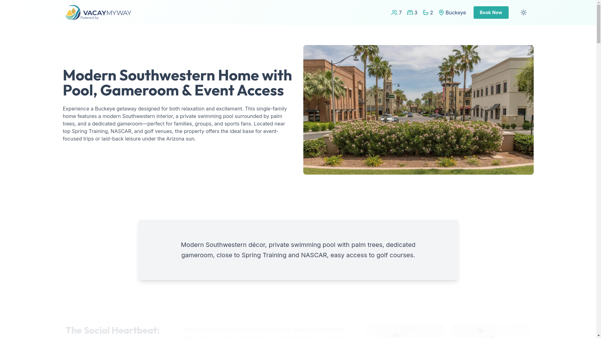 website screenshot of https://blissbuckeye.vacations/