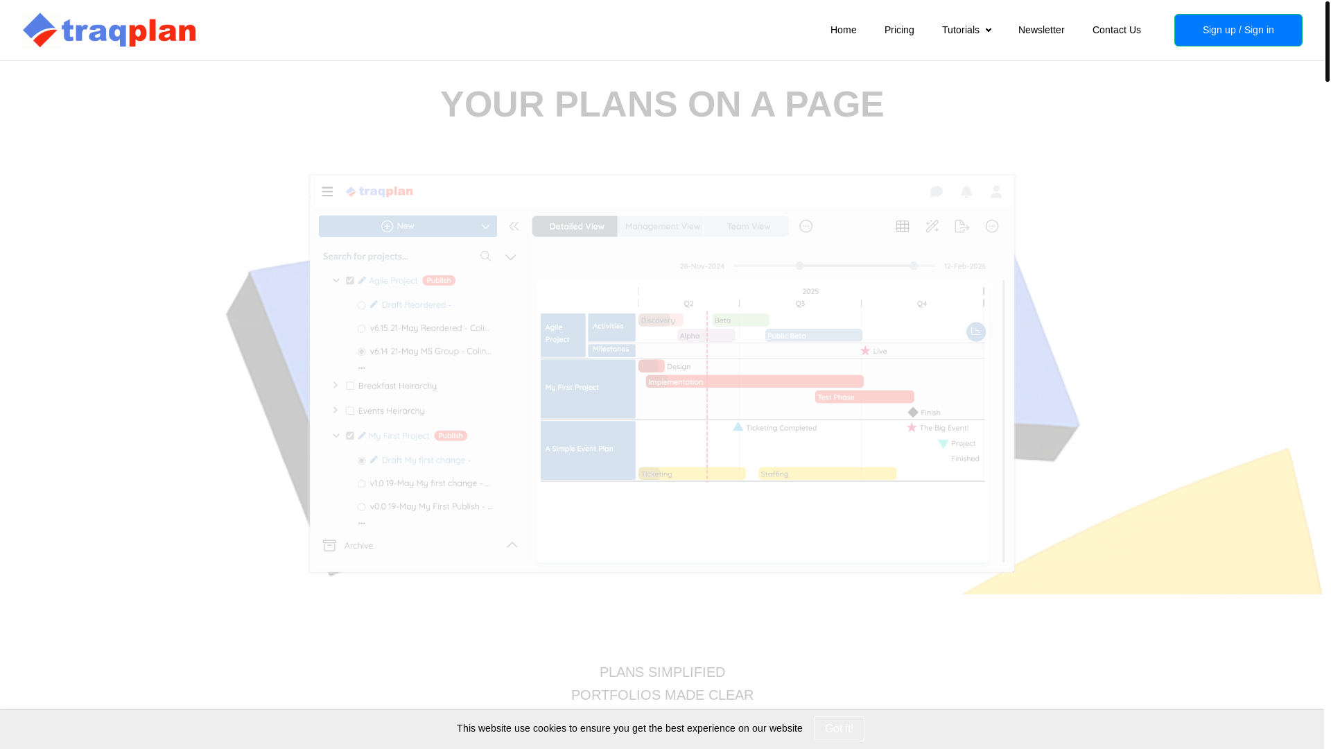website screenshot of https://thetraqplans.com/
