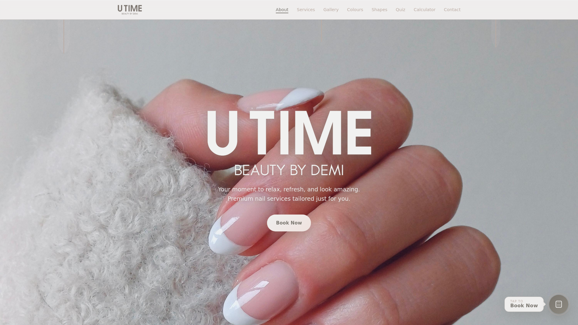 website screenshot of https://utimebeauty.co.za/