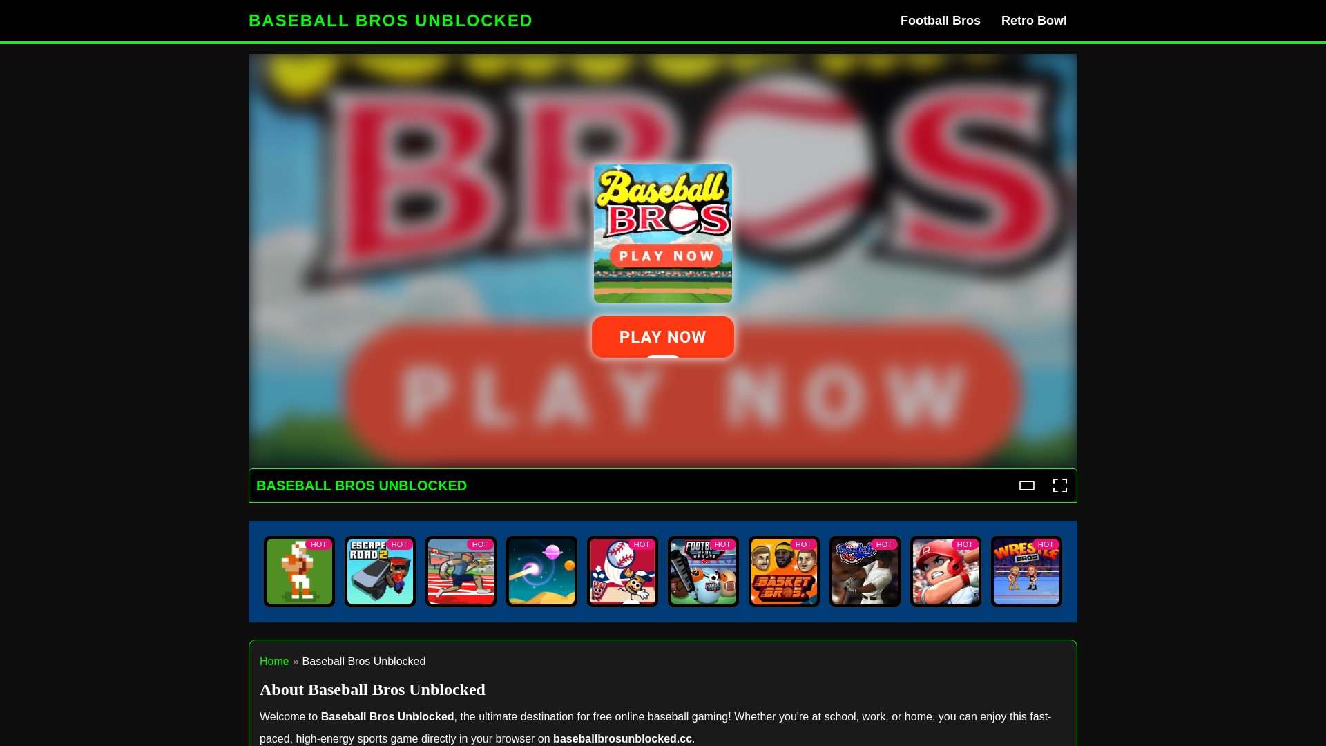 website screenshot of https://baseballbrosunblocked.cc/