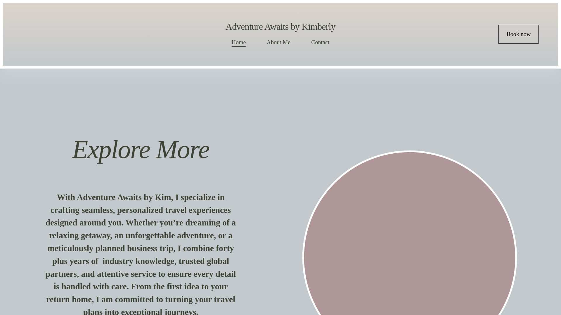 website screenshot of https://adventureawaitsbykim.com