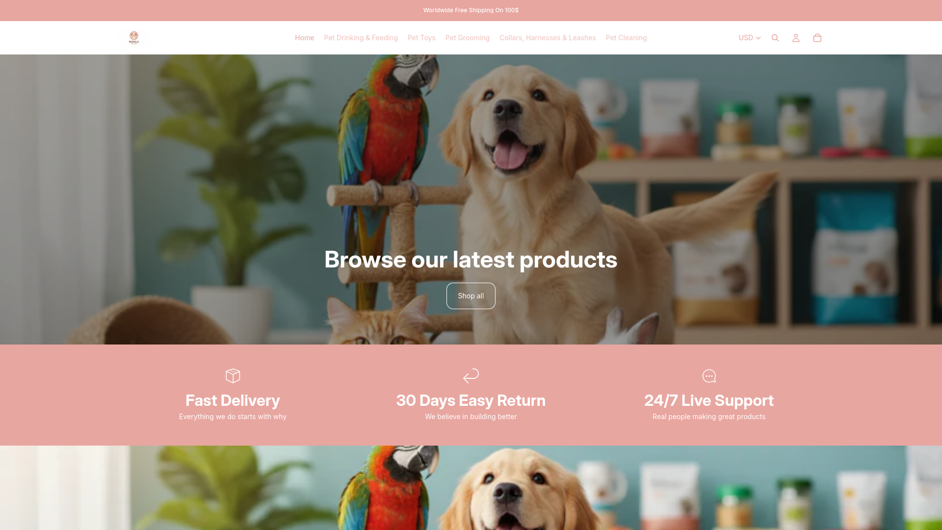 website screenshot of https://makluthepet.shop/