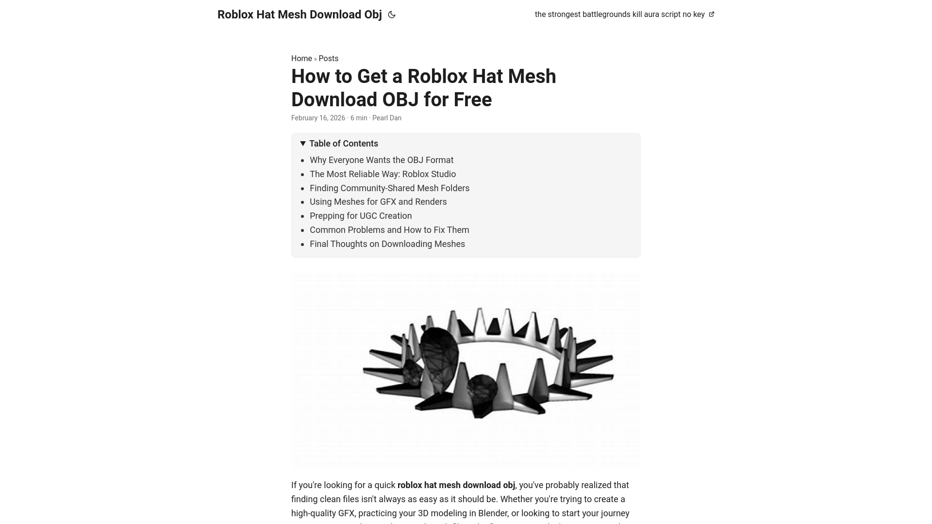 website screenshot of https://roblox-hat-mesh-download-obj.pages.dev/