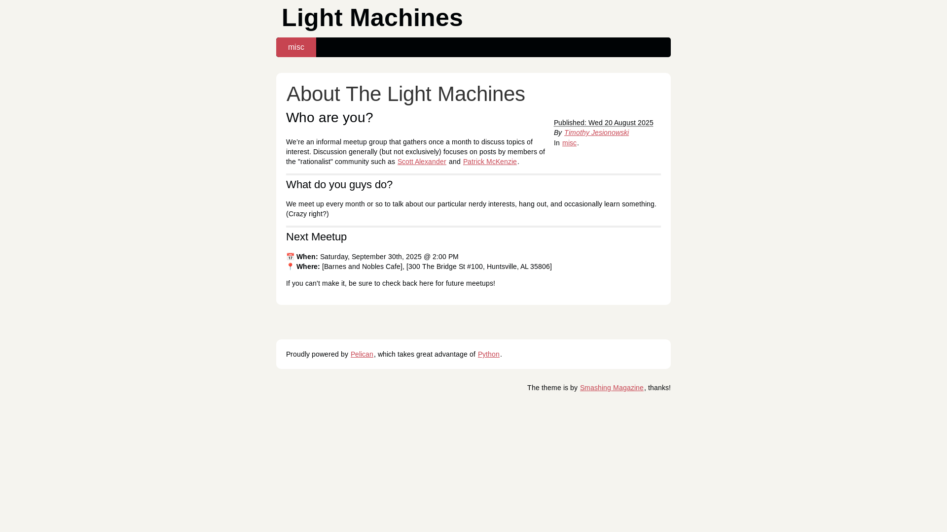 website screenshot of https://light-machines.org/