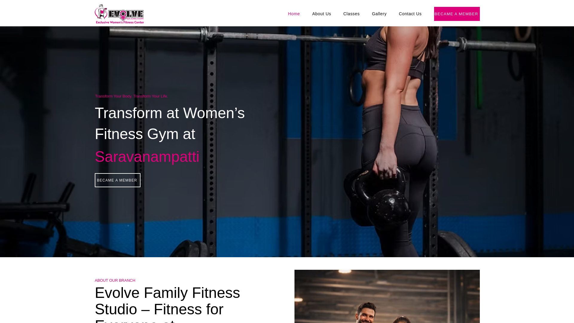 website screenshot of https://evolvefitnesscoimbatore.in