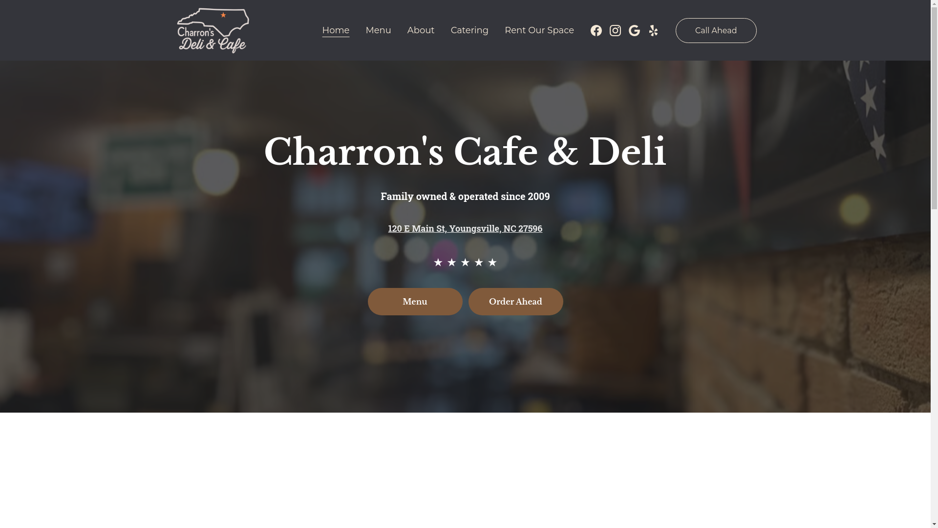 website screenshot of https://charronsdeliandcafenc.com/