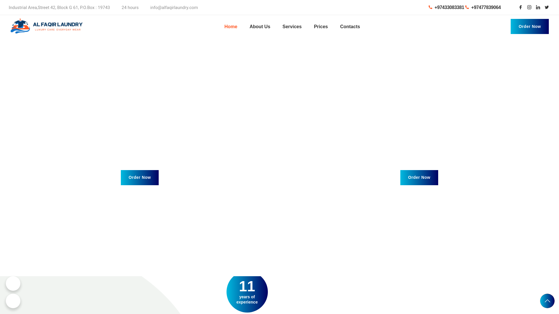 website screenshot of https://alfaqirlaundry.com/
