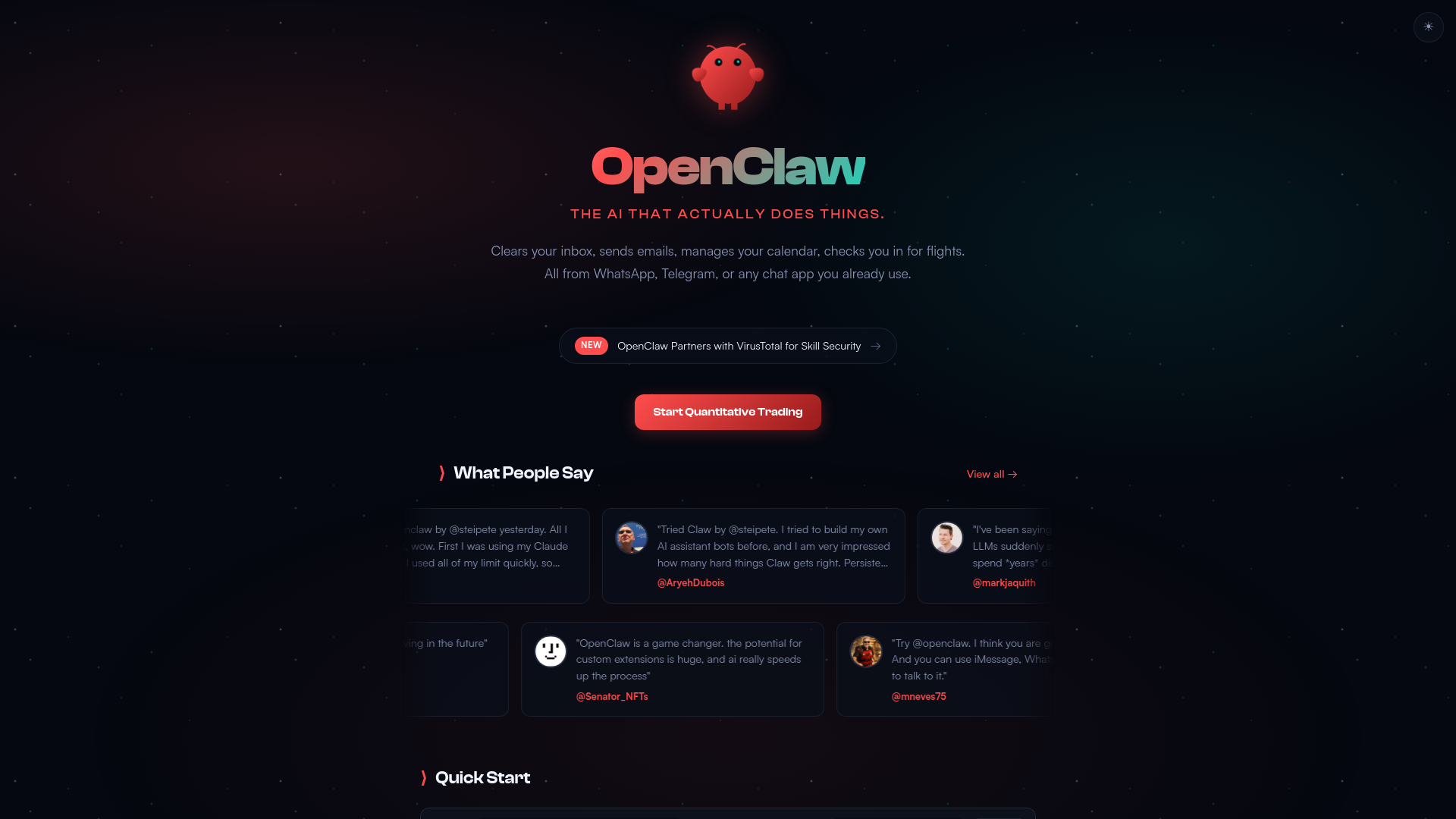 website screenshot of https://openclawtool.net