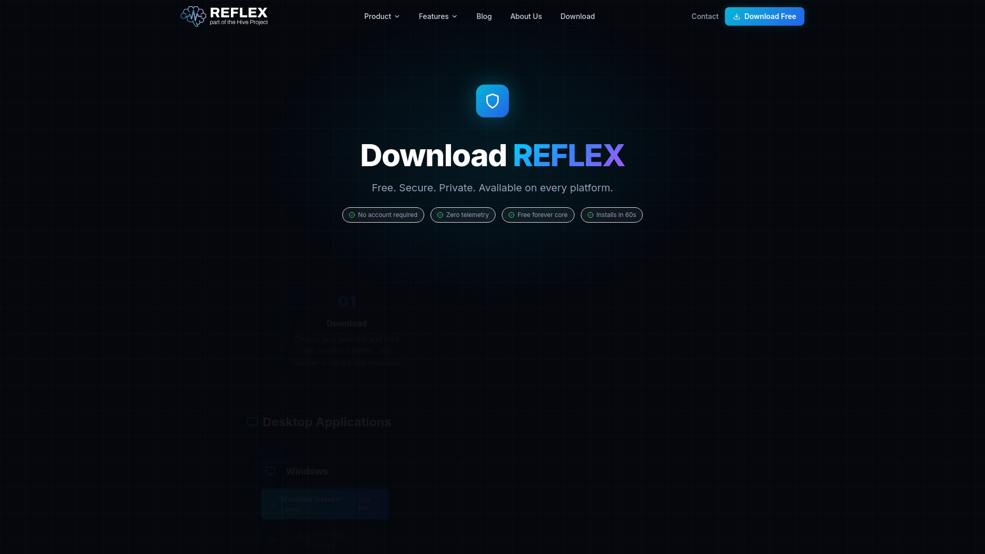 website screenshot of https://hive-project.com/download/