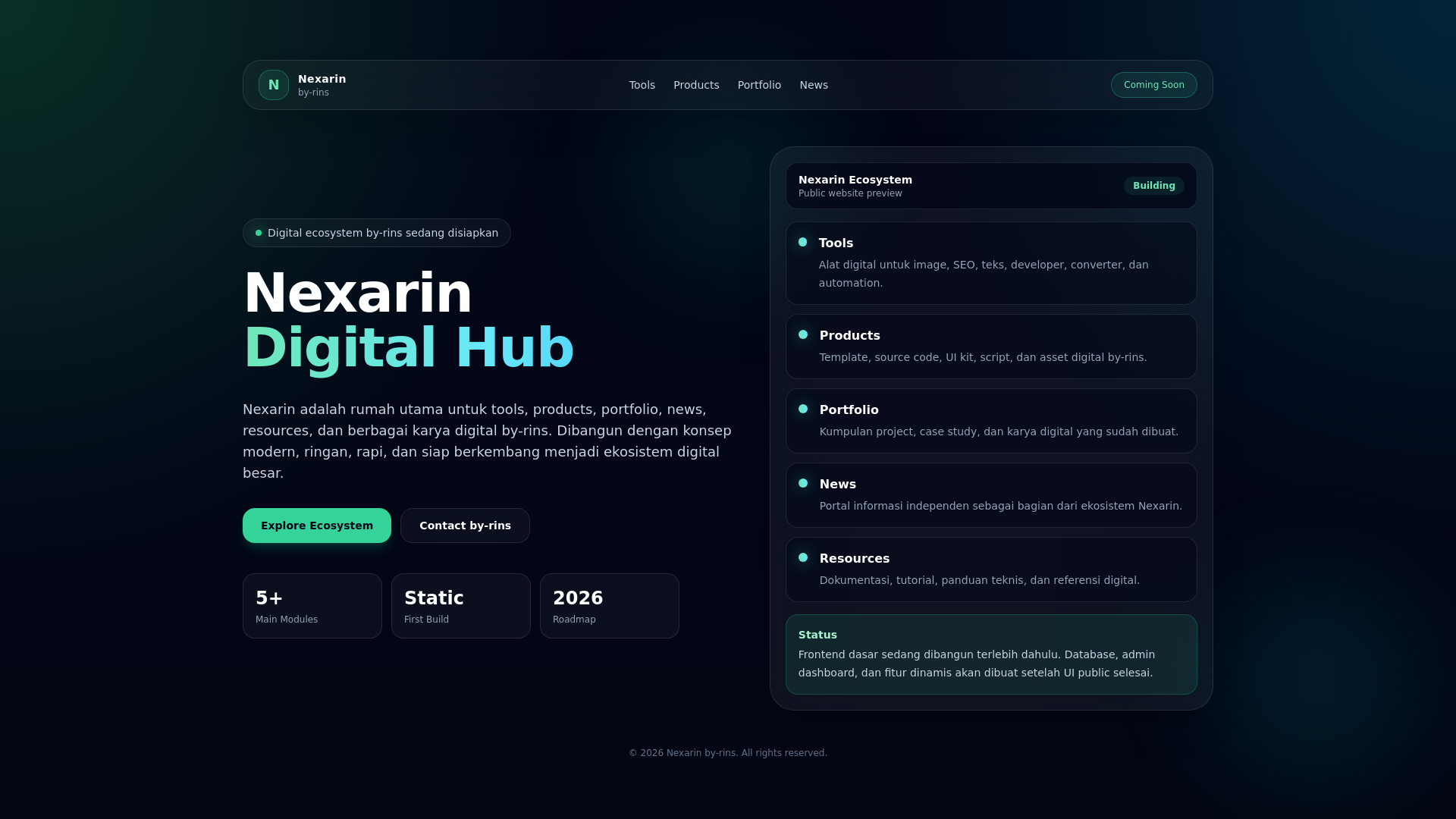 website screenshot of https://nexarin.my.id/