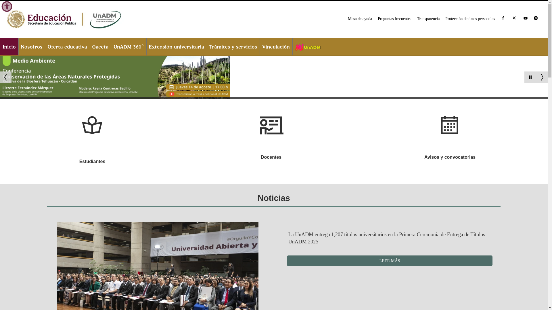 website screenshot of https://unadmexico.mx/