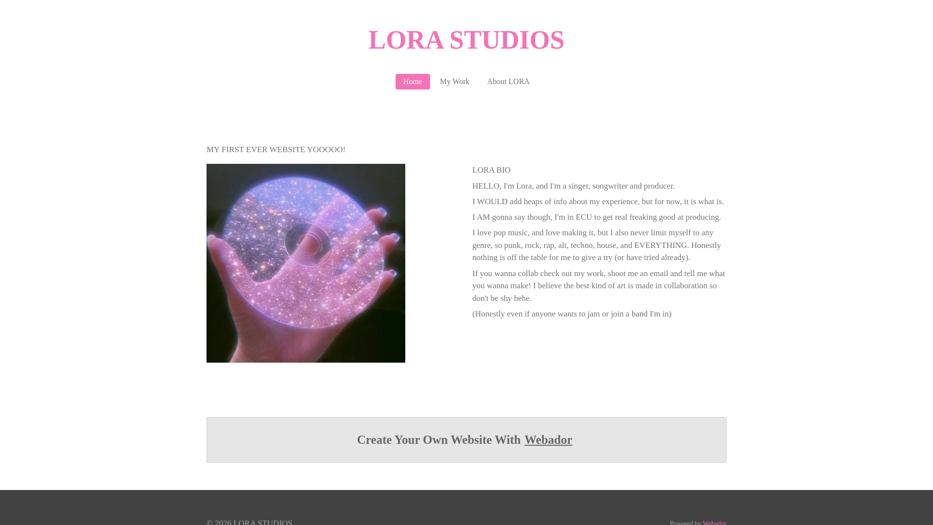 website screenshot of https://lora-studios.com/